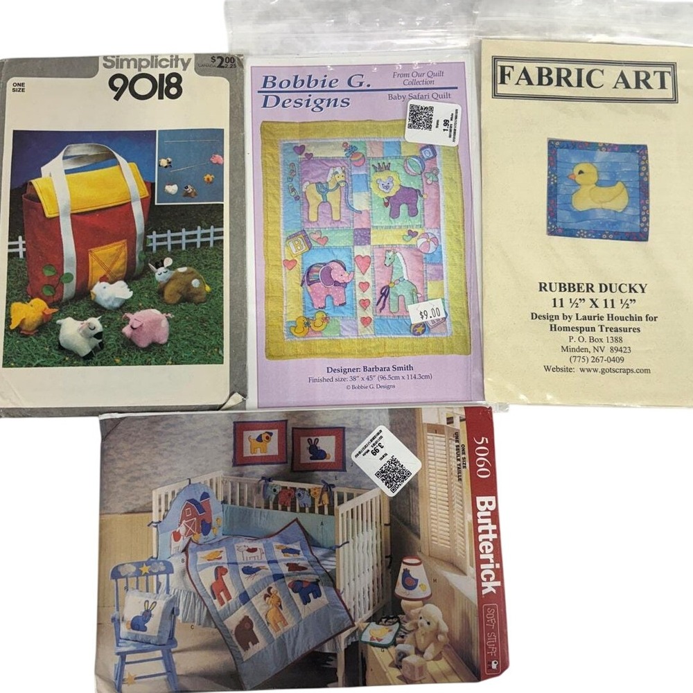 Lot of 4 Baby Nursery Sewing Patterns Simplicity 9018 Butterick 5060 Quilt